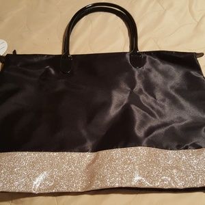 Black and Sparkly Gold Large Fabric Tote
